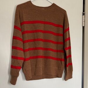 Madewell Brown and Red Striped 100% merino wool Sweater